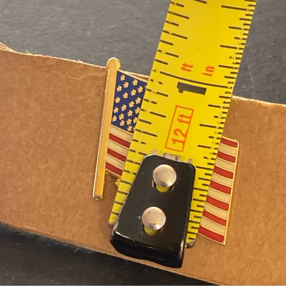 VTG Masonic Lapel Pinback Hat Pin Gold Tone US Flag Square Compass Lapel Tac Pin